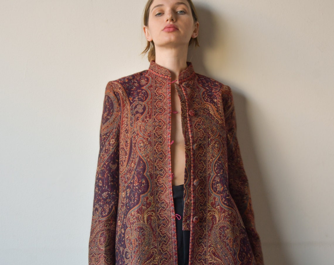 Woven paisley tapestry coat