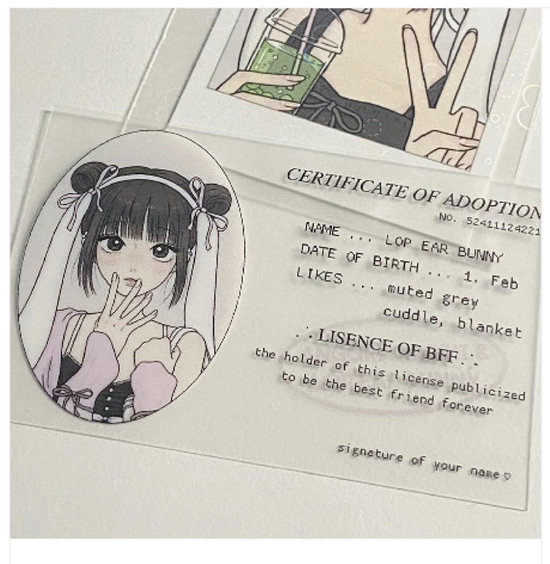 [Sanada] Rob Ibunny (Ribbon) adoption certificate