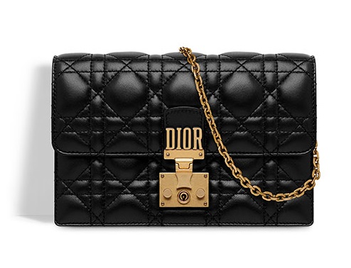 Pochette Wallet On Chain  Dior Addict  En Agneau Cannage Noir