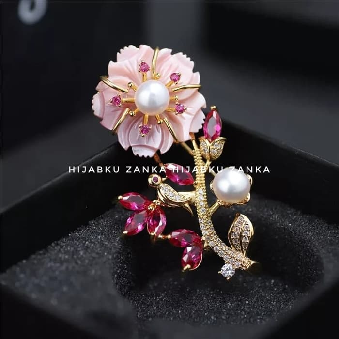 bros pink flower zirconia