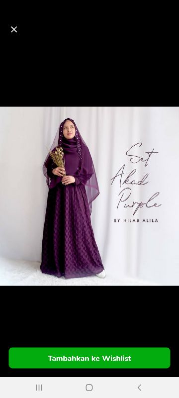 Set Akad Brukat purple ( Khimar + Tileu bunga + Gamis
