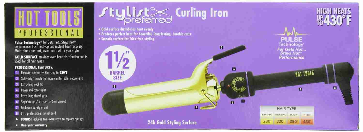 Hot Tools Professional 1102 Curling Iron with Multi-Heat Control, Big Bumper 1-1/2