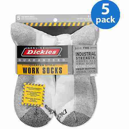 Dickies - Mens Dri-Tech Comfort Quarter Work Socks, 5-Pack