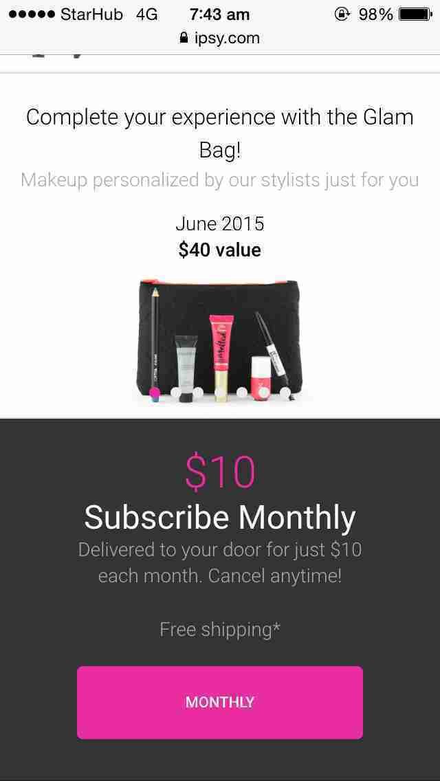 Ipsy Glam Bag Subscription Box