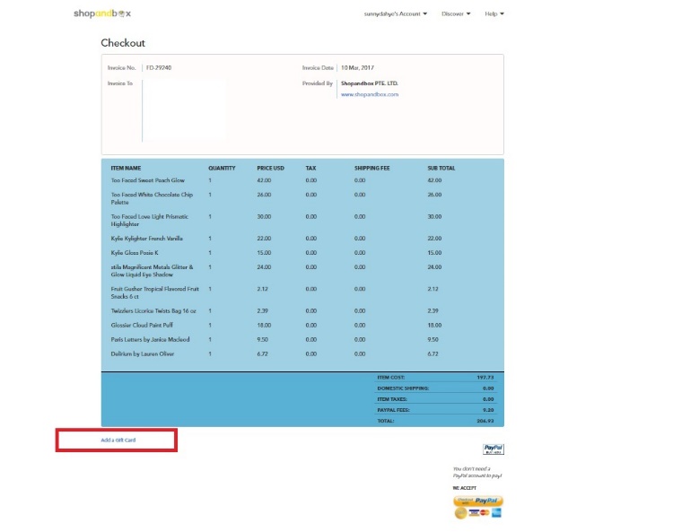 Invoice summary table